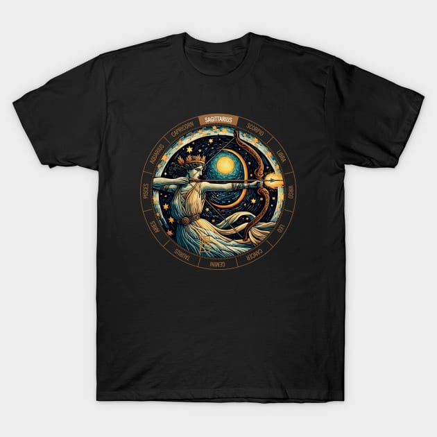 ZODIAC Sagittarius - Astrological SAGITTARIUS - SAGITTARIUS - ZODIAC sign - Van Gogh style - 10 T-Shirt by ArtProjectShop